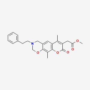 molecular formula C24H25NO5 B12206473 methyl [6,10-dimethyl-8-oxo-3-(2-phenylethyl)-3,4-dihydro-2H,8H-chromeno[6,7-e][1,3]oxazin-7-yl]acetate 