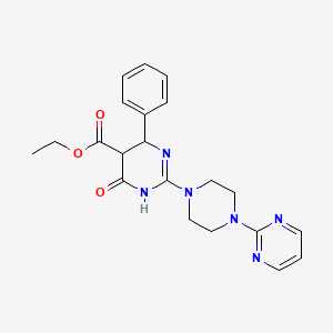 molecular formula C21H24N6O3 B12206520 Ethyl 4-oxo-6-phenyl-2-[4-(2-pyrimidinyl)piperazino]-1,4,5,6-tetrahydro-5-pyrimidinecarboxylate 