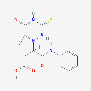 3-(6,6-dimethyl-5-oxo-3-sulfanyl-5,6-dihydro-1,2,4-triazin-1(2H)-yl)-4-[(2-fluorophenyl)amino]-4-oxobutanoic acid