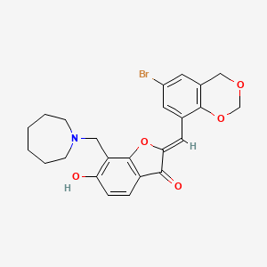 (2Z)-7-(azepan-1-ylmethyl)-2-[(6-bromo-4H-1,3-benzodioxin-8-yl)methylidene]-6-hydroxy-1-benzofuran-3(2H)-one