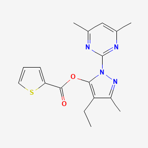 1-(4,6-dimethylpyrimidin-2-yl)-4-ethyl-3-methyl-1H-pyrazol-5-yl thiophene-2-carboxylate