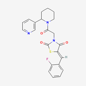 (5Z)-5-(2-fluorobenzylidene)-3-{2-oxo-2-[2-(pyridin-3-yl)piperidin-1-yl]ethyl}-1,3-thiazolidine-2,4-dione