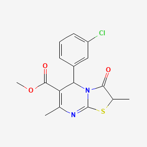 molecular formula C16H15ClN2O3S B12206583 methyl 5-(3-chlorophenyl)-2,7-dimethyl-3-oxo-2,3-dihydro-5H-[1,3]thiazolo[3,2-a]pyrimidine-6-carboxylate 