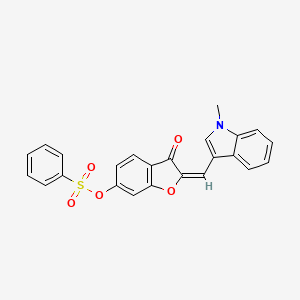 molecular formula C24H17NO5S B12206594 2-[(1-Methylindol-3-yl)methylene]-3-oxobenzo[3,4-b]furan-6-yl benzenesulfonate 