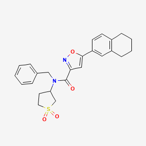 molecular formula C25H26N2O4S B12206626 N-benzyl-N-(1,1-dioxidotetrahydrothiophen-3-yl)-5-(5,6,7,8-tetrahydronaphthalen-2-yl)-1,2-oxazole-3-carboxamide 