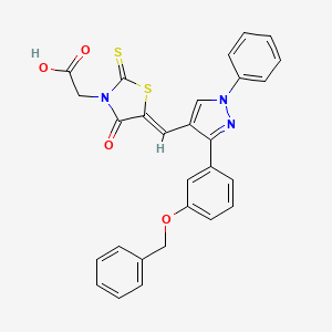 [(5Z)-5-({3-[3-(benzyloxy)phenyl]-1-phenyl-1H-pyrazol-4-yl}methylidene)-4-oxo-2-thioxo-1,3-thiazolidin-3-yl]acetic acid