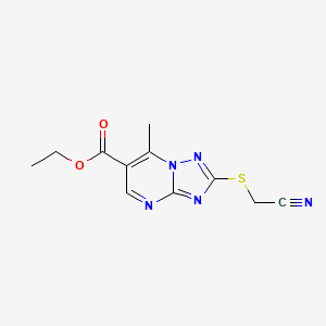 molecular formula C11H11N5O2S B12206644 Ethyl 2-[(cyanomethyl)sulfanyl]-7-methyl[1,2,4]triazolo[1,5-a]pyrimidine-6-carboxylate CAS No. 907971-38-4