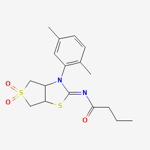 N-[(2Z)-3-(2,5-dimethylphenyl)-5,5-dioxidotetrahydrothieno[3,4-d][1,3]thiazol-2(3H)-ylidene]butanamide