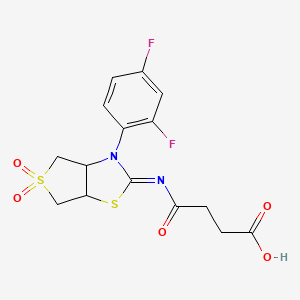 4-{[(2Z)-3-(2,4-difluorophenyl)-5,5-dioxidotetrahydrothieno[3,4-d][1,3]thiazol-2(3H)-ylidene]amino}-4-oxobutanoic acid