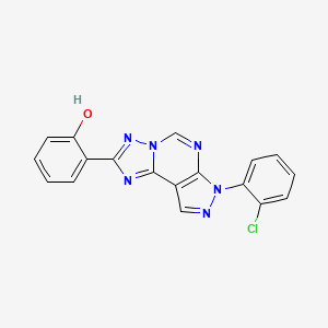 molecular formula C18H11ClN6O B12206730 2-[10-(2-Chlorophenyl)-3,5,6,8,10,11-hexaazatricyclo[7.3.0.0^{2,6}]dodeca-1(9),2,4,7,11-pentaen-4-yl]phenol 