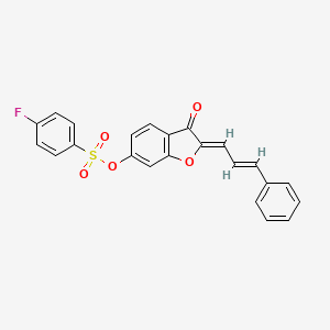 (2Z)-3-oxo-2-[(2E)-3-phenylprop-2-en-1-ylidene]-2,3-dihydro-1-benzofuran-6-yl 4-fluorobenzenesulfonate