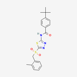 molecular formula C21H23N3O3S2 B12206803 4-tert-butyl-N-[(2E)-5-[(2-methylbenzyl)sulfonyl]-1,3,4-thiadiazol-2(3H)-ylidene]benzamide 