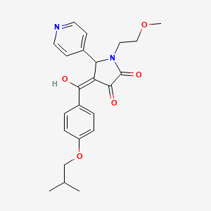 molecular formula C23H26N2O5 B12206821 (4E)-4-{hydroxy[4-(2-methylpropoxy)phenyl]methylidene}-1-(2-methoxyethyl)-5-(pyridin-4-yl)pyrrolidine-2,3-dione 