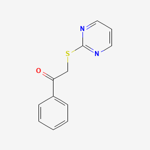 molecular formula C12H10N2OS B12206863 1-Phenyl-2-(pyrimidin-2-ylthio)ethanone 