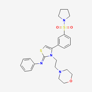 molecular formula C25H30N4O3S2 B12206866 N-[(2Z)-3-[2-(morpholin-4-yl)ethyl]-4-[3-(pyrrolidin-1-ylsulfonyl)phenyl]-1,3-thiazol-2(3H)-ylidene]aniline 