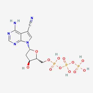molecular formula C12H16N5O12P3 B1220687 [[(2R,3S,5R)-5-(4-amino-5-cyanopyrrolo[2,3-d]pyrimidin-7-yl)-3-hydroxyoxolan-2-yl]methoxy-hydroxyphosphoryl] phosphono hydrogen phosphate CAS No. 67460-16-6