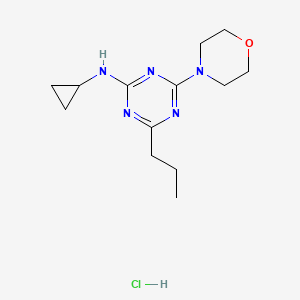 molecular formula C13H22ClN5O B1220688 1,3,5-Triazin-2-amine, N-cyclopropyl-4-(4-morpholinyl)-6-propyl-, monohydrochloride CAS No. 149970-44-5