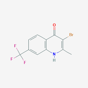 molecular formula C11H7BrF3NO B12206894 3-Bromo-2-methyl-7-(trifluoromethyl)quinolin-4-ol 