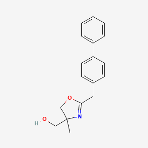 molecular formula C18H19NO2 B1220691 4-Methyl-2-(4-phenylbenzyl)-2-oxazoline-4-methanol CAS No. 37087-05-1