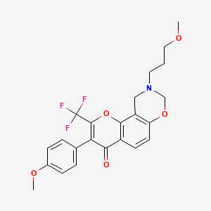 3-(4-methoxyphenyl)-9-(3-methoxypropyl)-2-(trifluoromethyl)-9,10-dihydro-4H,8H-chromeno[8,7-e][1,3]oxazin-4-one