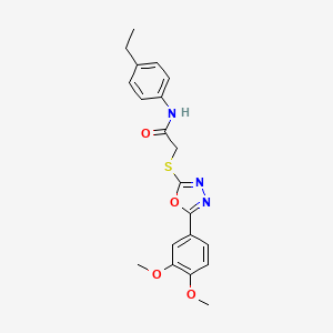 molecular formula C20H21N3O4S B12206975 2-{[5-(3,4-dimethoxyphenyl)-1,3,4-oxadiazol-2-yl]sulfanyl}-N-(4-ethylphenyl)acetamide 