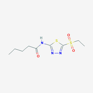 molecular formula C9H15N3O3S2 B12206993 N-[5-(ethylsulfonyl)-1,3,4-thiadiazol-2-yl]pentanamide 