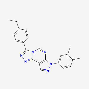 molecular formula C22H20N6 B12207008 3-(3,4-Dimethylphenyl)-7-(4-ethylphenyl)-6-hydropyrazolo[5,4-d]1,2,4-triazolo[4,3-e]pyrimidine 