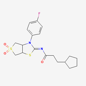 3-cyclopentyl-N-[(2Z)-3-(4-fluorophenyl)-5,5-dioxidotetrahydrothieno[3,4-d][1,3]thiazol-2(3H)-ylidene]propanamide