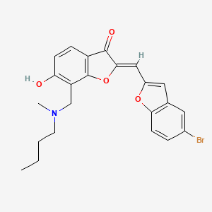 molecular formula C23H22BrNO4 B12207026 (2Z)-2-[(5-bromo-1-benzofuran-2-yl)methylidene]-7-{[butyl(methyl)amino]methyl}-6-hydroxy-1-benzofuran-3(2H)-one 