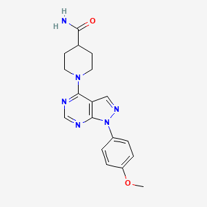 molecular formula C18H20N6O2 B1220708 1-[1-(4-Methoxyphenyl)-4-pyrazolo[3,4-d]pyrimidinyl]-4-piperidinecarboxamide 