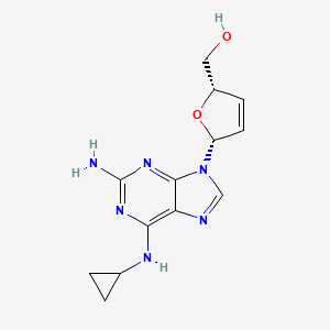 molecular formula C13H16N6O2 B1220712 [(2S,5R)-5-[2-amino-6-(cyclopropylamino)purin-9-yl]-2,5-dihydrofuran-2-yl]methanol 