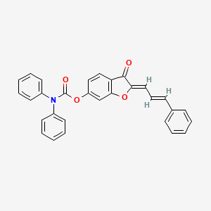 (2Z)-3-oxo-2-[(2E)-3-phenylprop-2-en-1-ylidene]-2,3-dihydro-1-benzofuran-6-yl diphenylcarbamate