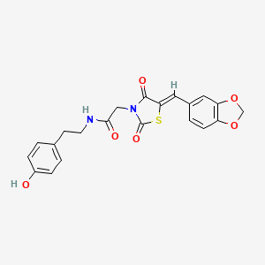 2-[(5Z)-5-(1,3-benzodioxol-5-ylmethylidene)-2,4-dioxo-1,3-thiazolidin-3-yl]-N-[2-(4-hydroxyphenyl)ethyl]acetamide