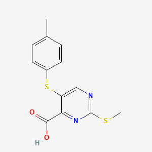 molecular formula C13H12N2O2S2 B12207155 4-Pyrimidinecarboxylic acid, 5-((4-methylphenyl)thio)-2-(methylthio)- CAS No. 26032-74-6