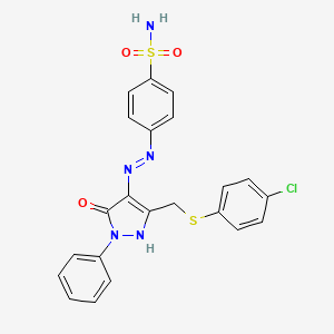 4-[(2Z)-2-(3-{[(4-chlorophenyl)sulfanyl]methyl}-5-oxo-1-phenyl-1,5-dihydro-4H-pyrazol-4-ylidene)hydrazinyl]benzenesulfonamide