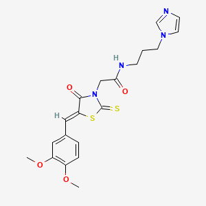 2-[(5Z)-5-(3,4-dimethoxybenzylidene)-4-oxo-2-thioxo-1,3-thiazolidin-3-yl]-N-[3-(1H-imidazol-1-yl)propyl]acetamide