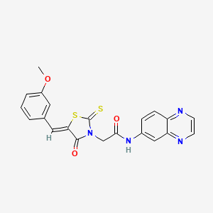 molecular formula C21H16N4O3S2 B12207240 2-[(5Z)-5-(3-methoxybenzylidene)-4-oxo-2-thioxo-1,3-thiazolidin-3-yl]-N-(quinoxalin-6-yl)acetamide 