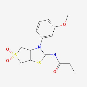 N-[(2Z)-3-(3-methoxyphenyl)-5,5-dioxidotetrahydrothieno[3,4-d][1,3]thiazol-2(3H)-ylidene]propanamide