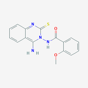 molecular formula C16H14N4O2S B12207278 N-(4-imino-2-sulfanylquinazolin-3(4H)-yl)-2-methoxybenzamide 