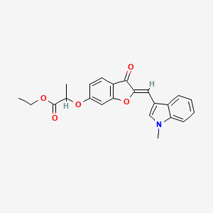 molecular formula C23H21NO5 B12207281 ethyl 2-({(2Z)-2-[(1-methyl-1H-indol-3-yl)methylidene]-3-oxo-2,3-dihydro-1-benzofuran-6-yl}oxy)propanoate 