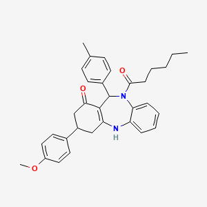 1-[1-hydroxy-3-(4-methoxyphenyl)-11-(4-methylphenyl)-2,3,4,11-tetrahydro-10H-dibenzo[b,e][1,4]diazepin-10-yl]hexan-1-one