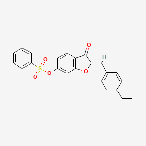 molecular formula C23H18O5S B12207287 2-[(4-Ethylphenyl)methylene]-3-oxobenzo[3,4-b]furan-6-yl benzenesulfonate 