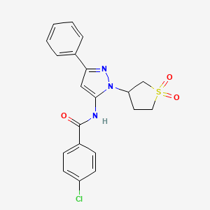 4-chloro-N-(1-(1,1-dioxidotetrahydrothiophen-3-yl)-3-phenyl-1H-pyrazol-5-yl)benzamide