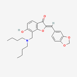 (2Z)-2-(1,3-benzodioxol-5-ylmethylidene)-7-[(dibutylamino)methyl]-6-hydroxy-1-benzofuran-3(2H)-one