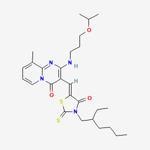 3-{(Z)-[3-(2-ethylhexyl)-4-oxo-2-thioxo-1,3-thiazolidin-5-ylidene]methyl}-9-methyl-2-{[3-(propan-2-yloxy)propyl]amino}-4H-pyrido[1,2-a]pyrimidin-4-one