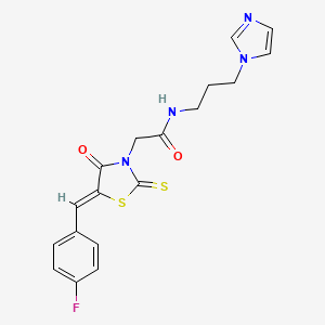 2-[(5Z)-5-(4-fluorobenzylidene)-4-oxo-2-thioxo-1,3-thiazolidin-3-yl]-N-[3-(1H-imidazol-1-yl)propyl]acetamide