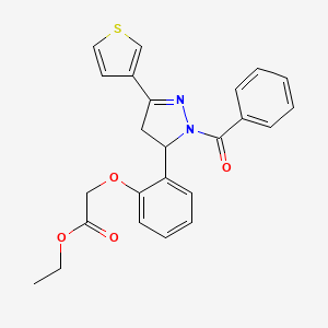 molecular formula C24H22N2O4S B12207322 ethyl 2-{2-[1-benzoyl-3-(thiophen-3-yl)-4,5-dihydro-1H-pyrazol-5-yl]phenoxy}acetate 