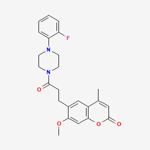 molecular formula C24H25FN2O4 B12207348 6-(3-(4-(2-fluorophenyl)piperazin-1-yl)-3-oxopropyl)-7-methoxy-4-methyl-2H-chromen-2-one 