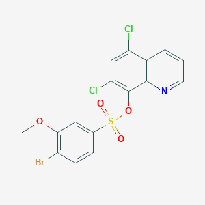 molecular formula C16H10BrCl2NO4S B12207365 5,7-Dichloroquinolin-8-yl 4-bromo-3-methoxybenzene-1-sulfonate 