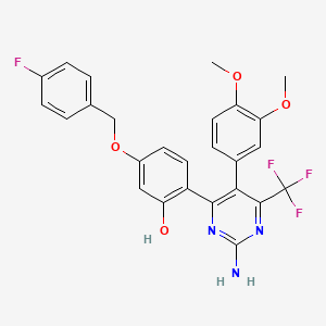 2-[2-Amino-5-(3,4-dimethoxyphenyl)-6-(trifluoromethyl)pyrimidin-4-yl]-5-[(4-fluorobenzyl)oxy]phenol